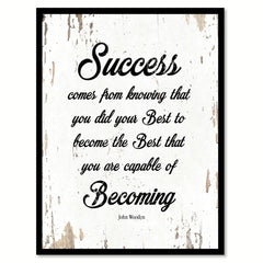 Success Comes From Knowing John Wooden Quote Saying Home Decor Wall Art Gift Ideas 111864