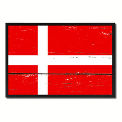 Denmark Country National Flag Vintage Canvas Print with Picture Frame Home Decor Wall Art Collection Gift Ideas