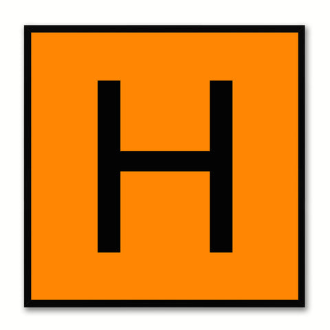 Alphabet H Orange Canvas Print Black Frame Kids Bedroom Wall Décor Home Art