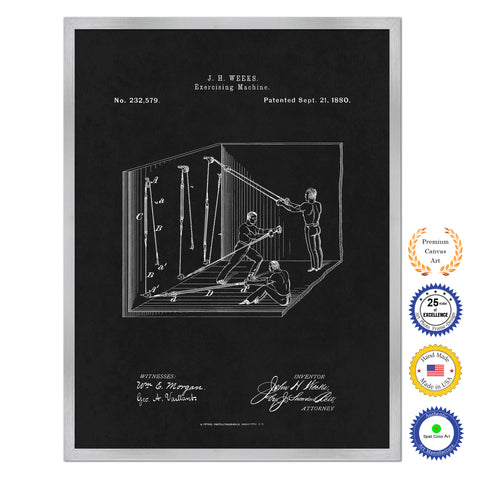 1880 Exercising Machine Old Patent Art Print on Canvas Custom Framed Vintage Home Decor Wall Decoration Great for Gifts