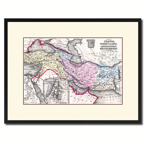 Persia Iraq Iran Afghanistan Vintage Antique Map Wall Art Home Decor Gift Ideas Canvas Print Custom Picture Frame