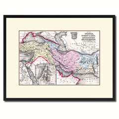 Persia Iraq Iran Afghanistan Vintage Antique Map Wall Art Home Decor Gift Ideas Canvas Print Custom Picture Frame