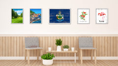 Maine State Flag Shabby Chic Gifts Home Decor Wall Art Canvas Print, White Wash Wood Frame