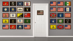 Thin Red Line Honoring our Men and Women of Law Enforcement American USA Flag Texture Canvas Print with Brown Picture Frame Home Decor Wall Art Gifts