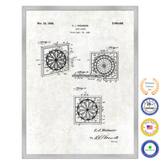 1936 Dart Board Old Patent Art Print on Canvas Custom Framed Vintage Home Decor Wall Decoration Great for Gifts