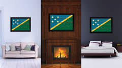 Solomon Island Country Flag Vintage Canvas Print with Black Picture Frame Home Decor Gifts Wall Art Decoration Artwork