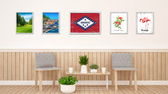 Arkansas State Flag Shabby Chic Gifts Home Decor Wall Art Canvas Print, White Wash Wood Frame