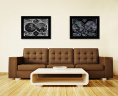 Frederick Ee Wit   Vintage Monochrome Map Canvas Print, Gifts Picture Frames Home Decor Wall Art