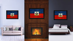 Haiti Country Flag Texture Canvas Print with Black Picture Frame Home Decor Wall Art Decoration Collection Gift Ideas