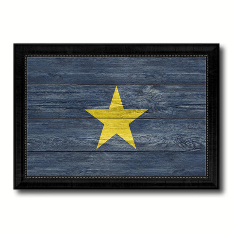 Burnet's 1st Texas Republic 1836-1839 Military Flag Texture Canvas Print with Black Picture Frame Gift Ideas Home Decor Wall Art
