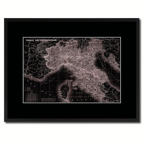 North Italy Vintage Vivid Sepia Map Canvas Print, Picture Frames Home Decor Wall Art Decoration Gifts