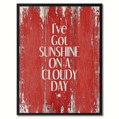 I've Got Sunshine On A Cloudy Day Saying Canvas Print, Black Picture Frame Home Decor Wall Art Gifts