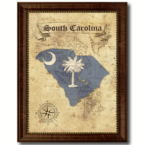 South Carolina State Flag Canvas Print with Custom Black Picture Frame Home Decor Wall Art Decoration Gifts