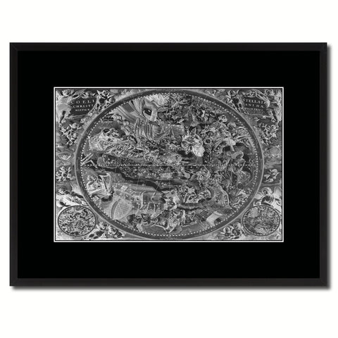 Christian Celestial Hemisphere Vintage Monochrome Map Canvas Print, Gifts Picture Frames Home Decor Wall Art