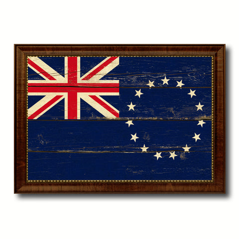 Cook Islands Country Flag Vintage Canvas Print with Brown Picture Frame Home Decor Gifts Wall Art Decoration Artwork