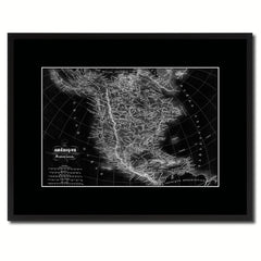 North America Canada Mexico Vintage Monochrome Map Canvas Print, Gifts Picture Frames Home Decor Wall Art