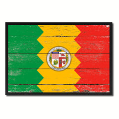 Los Angeles City California State Flag Vintage Canvas Print with Black Picture Frame Home Decor Wall Art Collectible Decoration Artwork Gifts
