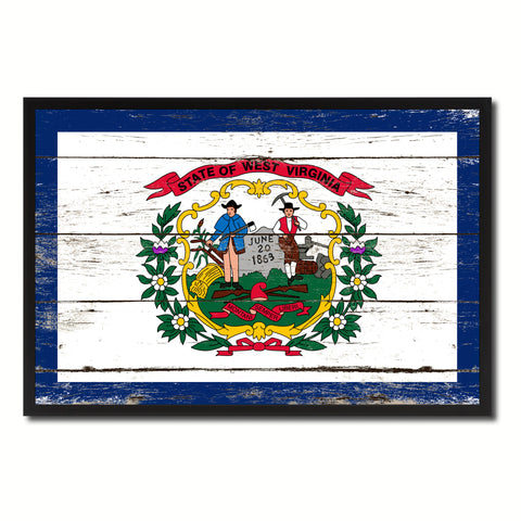 West Virginia Vintage History Flag Canvas Print, Picture Frame Gift Ideas Home Décor Wall Art Decoration