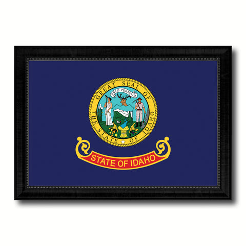 Idaho State Vintage Flag Canvas Print with Black Picture Frame Home Decor Man Cave Wall Art Collectible Decoration Artwork Gifts