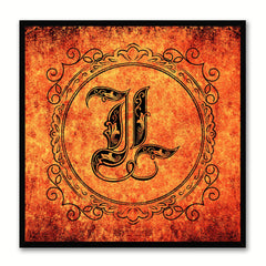 Alphabet L Orange Canvas Print Black Frame Kids Bedroom Wall Décor Home Art