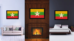 Myanmar Country Flag Vintage Canvas Print with Black Picture Frame Home Decor Gifts Wall Art Decoration Artwork