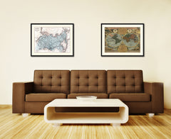 Siberia Russia Vintage Antique Map Wall Art Home Decor Gift Ideas Canvas Print Custom Picture Frame