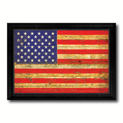 American Flag United States of America Vintage Canvas Print with Black Picture Frame Home Decor Man Cave Wall Art Collectible Decoration Artwork Gifts