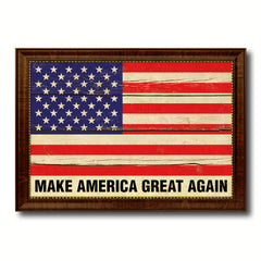 Make America Great Again USA Flag Vintage Canvas Print with Black Picture Frame Home Decor Wall Art Decoration Gift Ideas
