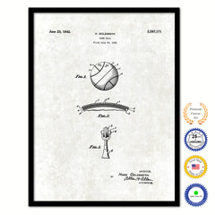 1942 Game Ball Old Patent Art Print on Canvas Custom Framed Vintage Home Decor Wall Decoration Great for Gifts