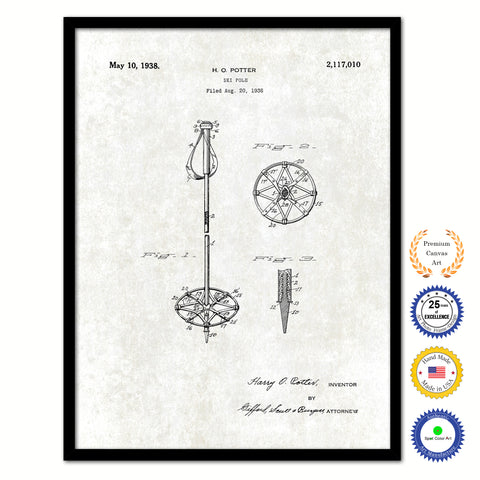 1938 Ski Old Patent Art Print on Canvas Custom Framed Vintage Home Decor Wall Decoration Great for Gifts