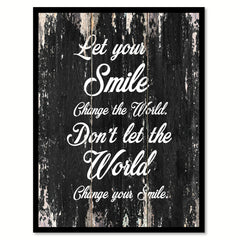 Let your smile change the world change your smile Motivational Quote Saying Canvas Print with Picture Frame Home Decor Wall Art