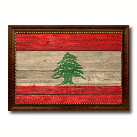 Lebanon Country Flag Texture Canvas Print with Brown Custom Picture Frame Home Decor Gift Ideas Wall Art Decoration