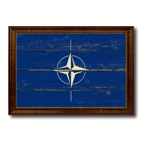 Nato Country Flag Vintage Canvas Print with Brown Picture Frame Home Decor Gifts Wall Art Decoration Artwork
