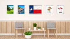 Texas State Flag Shabby Chic Gifts Home Decor Wall Art Canvas Print, White Wash Wood Frame