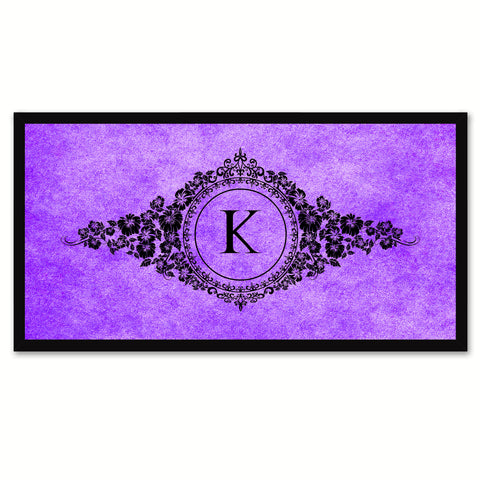 Alphabet Letter K Purple Canvas Print, Black Custom Frame