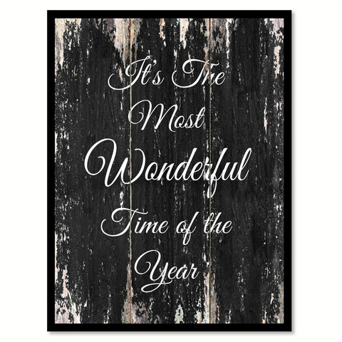 It's the most wonderful time of the year Inspirational Quote Saying Canvas Print with Picture Frame Home Decor Wall Art