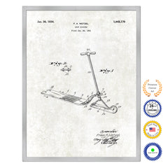 1931 Snow Scooter Old Patent Art Print on Canvas Custom Framed Vintage Home Decor Wall Decoration Great for Gifts