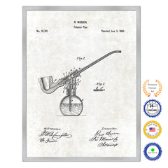 1866 Tobacco Pipe Old Patent Art Print on Canvas Custom Framed Vintage Home Decor Wall Decoration Great for Gifts