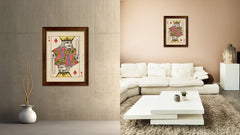 King Diamond Poker Decks of Vintage Cards Print on Canvas Brown Custom Framed