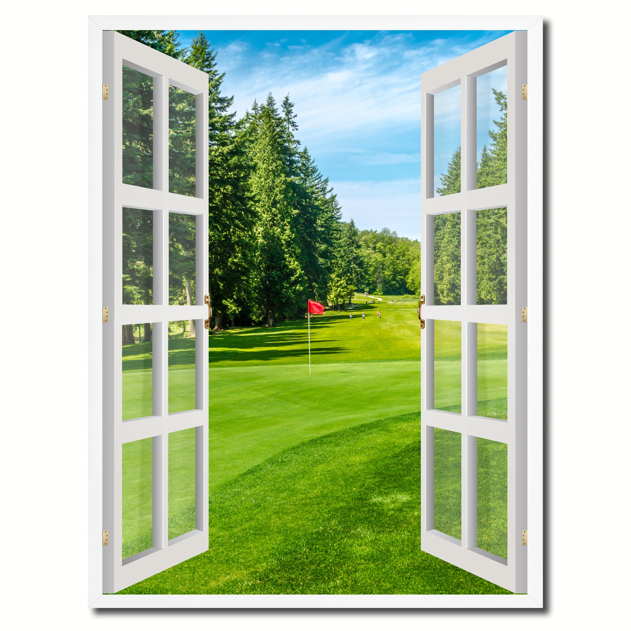 Vancouver Canada Golf Course View Picture French Window Canvas Print with Frame Gifts Home Decor Wall Art Collection