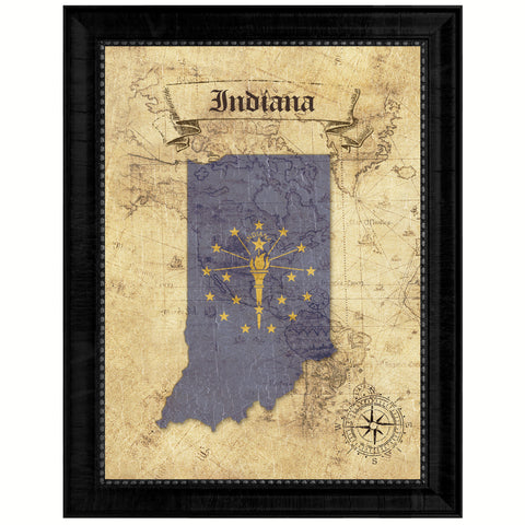 Indiana State Vintage Map Gifts Home Decor Wall Art Office Decoration
