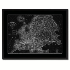 Europe Geological Vintage Monochrome Map Canvas Print, Gifts Picture Frames Home Decor Wall Art