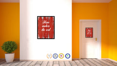 Hope anchors the soul - Hebrews 6:19 Bible Verse Scripture Quote Red Canvas Print with Picture Frame
