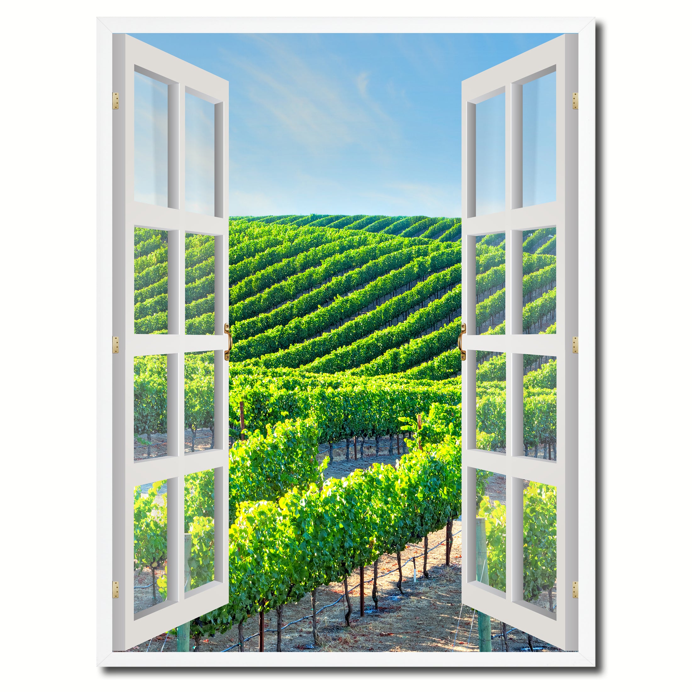 Wine Vineyards Napa Valley California Picture French Window Canvas Print with Frame Gifts Home Decor Wall Art Collection