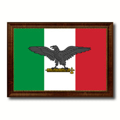 Italy War Eagle Italian Flag Canvas Print with Brown Picture Frame Home Decor Wall Art Gift Ideas