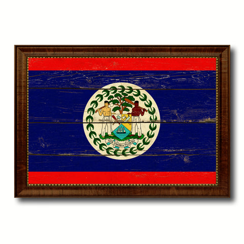 Belize Country Flag Vintage Canvas Print with Brown Picture Frame Home Decor Gifts Wall Art Decoration Artwork