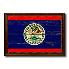 Belize Country Flag Vintage Canvas Print with Brown Picture Frame Home Decor Gifts Wall Art Decoration Artwork