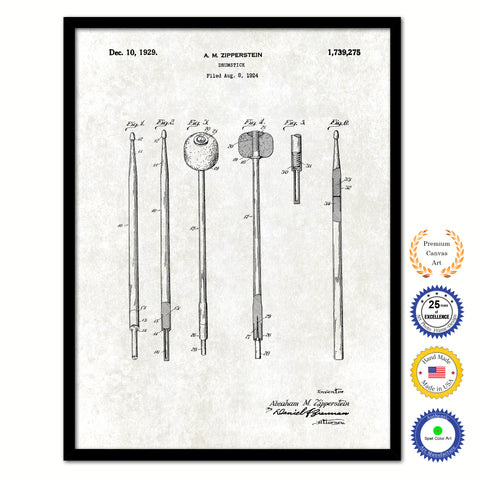 1929 Drumstick Old Patent Art Print on Canvas Custom Framed Vintage Home Decor Wall Decoration Great for Gifts