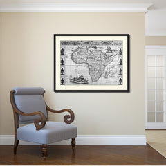 Africa Vintage B&W Map Canvas Print, Picture Frame Home Decor Wall Art Gift Ideas