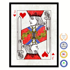 One Eye Jack Heart Poker Decks of Vintage Cards Print on Canvas Black Custom Framed